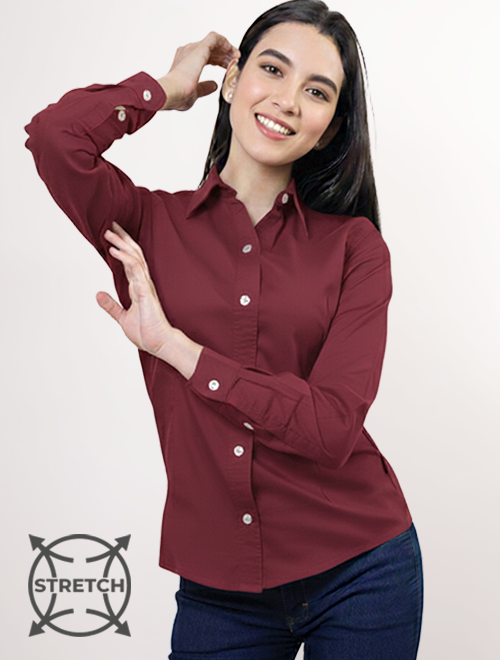 Blusa manga larga Spandex vino
